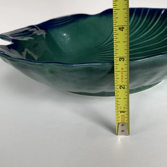 Olfaire Pottery 12” Blue Green Shell Bowl - Picture 11 of 11
